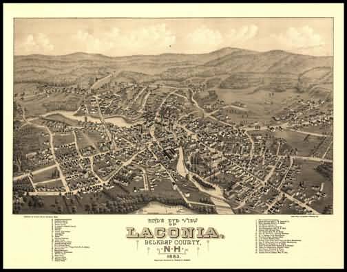 Laconia 1883 Panoramic Drawing