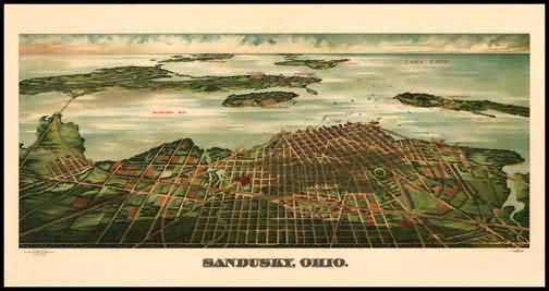 Sandusky 1889 Panoramic Drawing