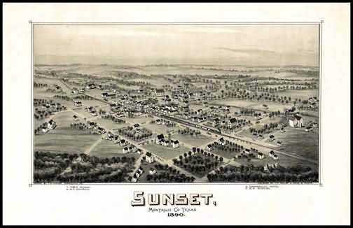 Sunset 1890 Panoramic Drawing