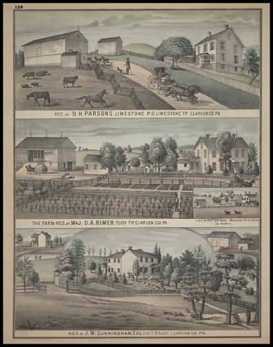 Residence of D.H. Parsons - Limestone
Farm & Residence of Maj. D.A. Riner - Toby Township
Residence of J.M. Conningham - East Brady