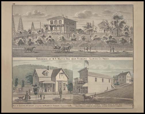 Residence of M.R. Martin - Foxburg
Residence of Edward M. Grant - Foxburg
Furniture Store & Residence of Joseph Thomps - East Brady