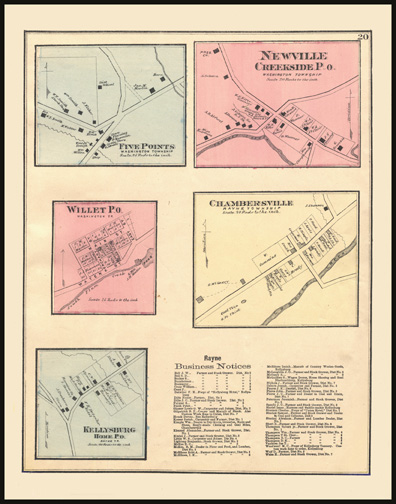 Five Points,Newville,Willet,Chambersville,Kellysburg