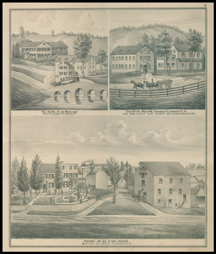 Res. & Mill of Jno Musselman,Cyrus Royer's Woolen Mill,Res. & Mill of AMus Bushong