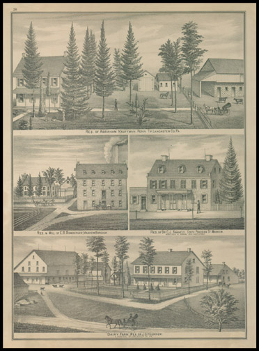 Res of Abraham Kauffman,Res & Mill of E.B. Bomberger,Res of Dr. C. J. Snaely,Dairy Farm & Res of J. G. Hoerner