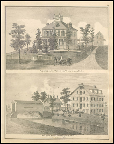 Residence of Joel Wenger,Mill Property of Joel Wenger
