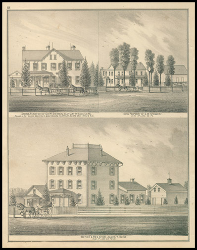 Store & Residence of Geo W. Steinmetz,Hotel of G. W. Steinmetz,Office & Res. of Dr. James U. Kline