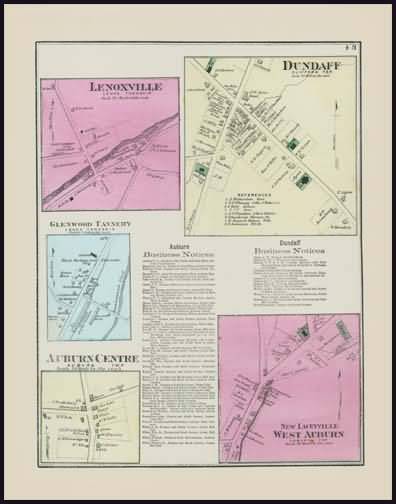 Dundaff,Lenoxville,Glenwood Tannery,New Laceyville,West Auburn,Auburn Centre