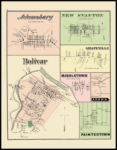 Adamsburg,New Stanton,Grapeville,Bolivar,Middletown,Arona,Paintertown