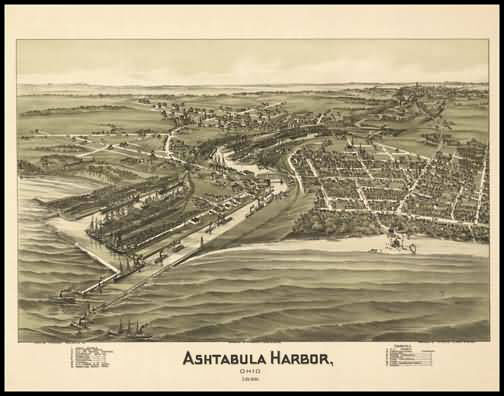 Ashtabula Harbor 1896 Panoramic Drawing