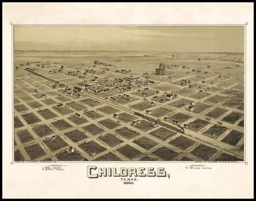 Childress 1890 Panoramic Drawing