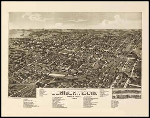 Denison 1886 Panoramic Drawing
