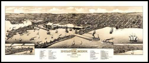 Duluth 1883 Panoramic Drawing