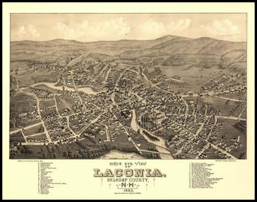 Laconia 1883 Panoramic Drawing
