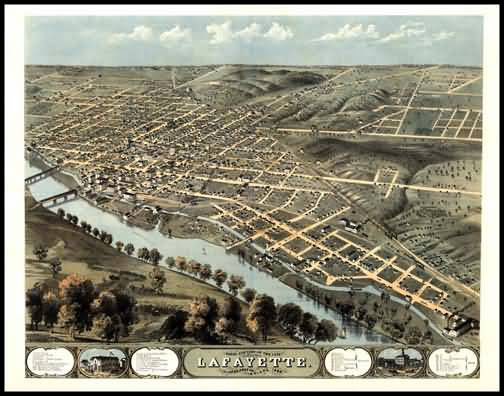 Lafayette 1868 Panoramic Drawing
