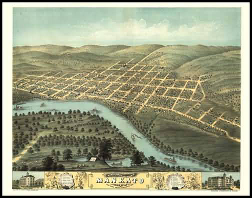 Mankato 1870 Panoramic Drawing