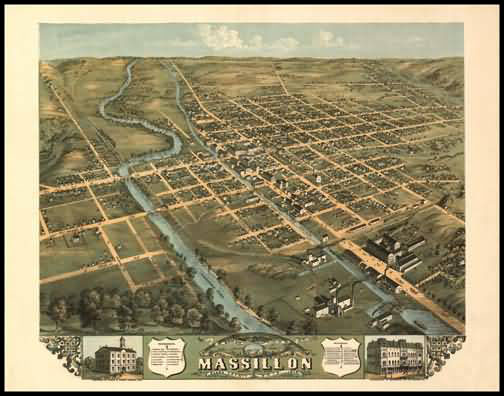 Massillon 1870 Panoramic Drawing