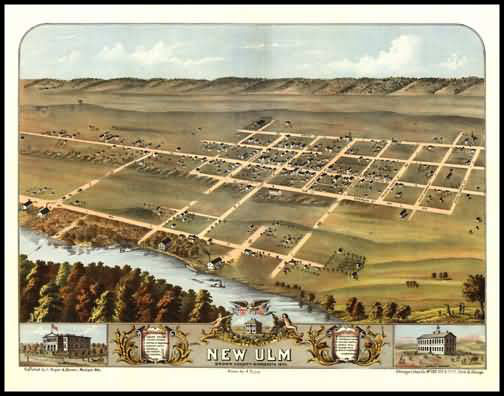 New Ulm 1870 Panoramic Drawing