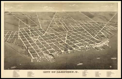 Sandusky 1883 Panoramic Drawing