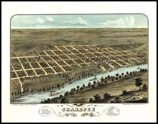 Shakopee 1869 Panoramic Drawing
