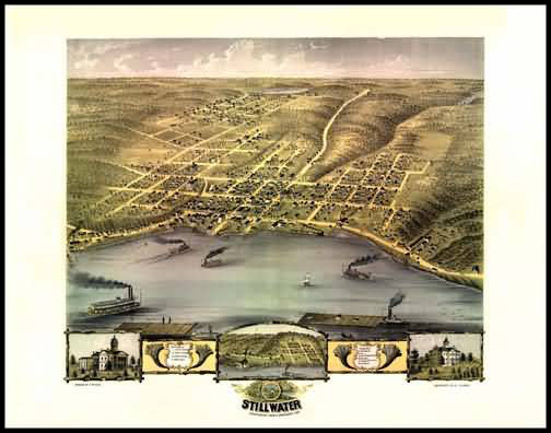 Stillwater 1870 Panoramic Drawing