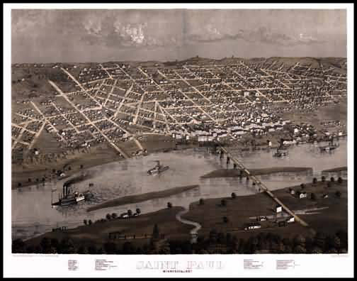 St. Paul 1867 Panoramic Drawing