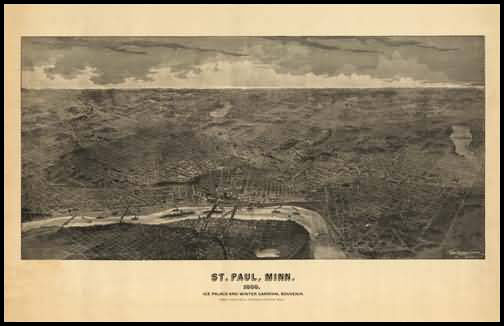 St. Paul 1888 Panoramic Drawing