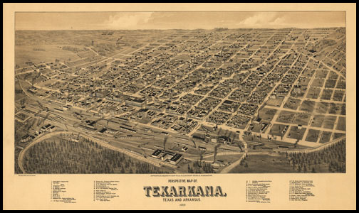 Texarkana 1888 Panoramic Drawing