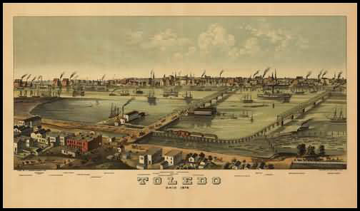 Toledo 1876 Panoramic Drawing